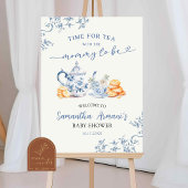Dusty Bue Chinoiserie Baby shower Welkomstbord Poster