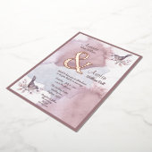 Dusty Burgundy Waterverf en Roos Gold Ampersand Folie Uitnodiging (Gedraaid)