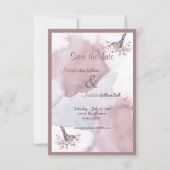 Dusty Burgundy Waterverf en Roos Gold Ampersand Save The Date (Voorkant)