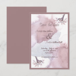 Dusty Burgundy Waterverf en Roos Gold Ampersand Save The Date