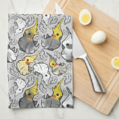Dusty Cockatiels Tea Towel Theedoek (Quarter Fold)