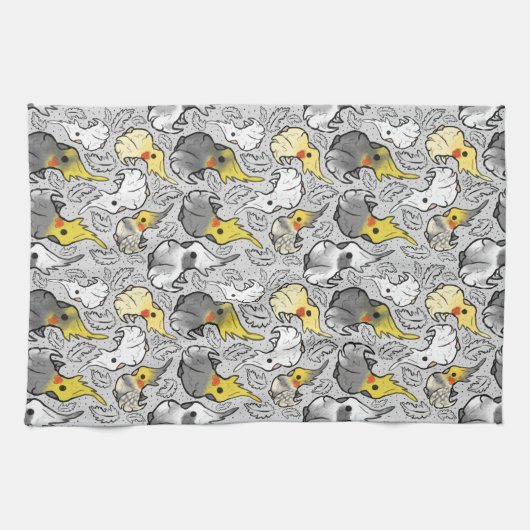 Dusty Cockatiels Tea Towel Theedoek (Horizontaal)