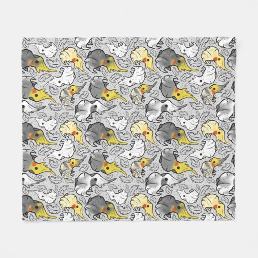 Dusty Cockatiels Throw Fleece Blanket (Voorkant (Horizontaal))