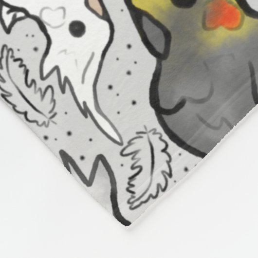 Dusty Cockatiels Throw Fleece Blanket Deken (Hoek)