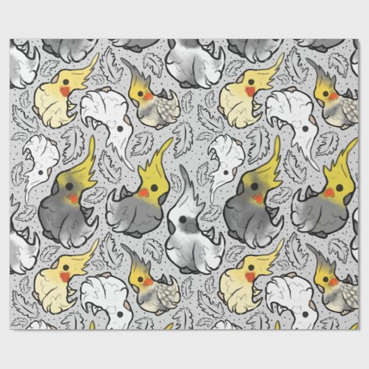 Dusty Cockatiels — Verpakkingspapier Cadeaupapier (Vlak)