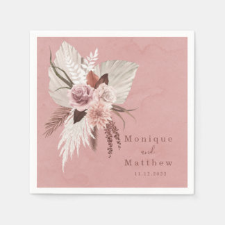 Dusty Copper Tropical Pampas Grass Seaside Wedding Servet