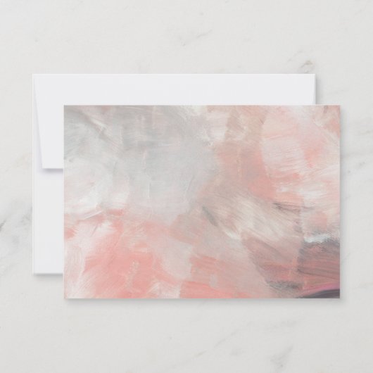 Dusty Cora Abstracte penseelstreken RSVP met bomen (Achterkant)