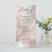 Dusty Coral Abstracte Brushstrokes bruiloft progra Programmakaart (Staand voorkant)