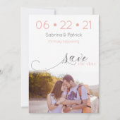 Dusty Coral Blush Modern Photo Save the Date Kaart (Voorkant)