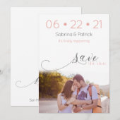 Dusty Coral Blush Modern Photo Save the Date Kaart (Voorkant / Achterkant)