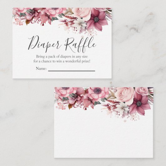 Dusty Coral Diaper Raffle Informatiekaartje (Voorkant / Achterkant)
