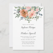 Dusty Coral Eucalyptus Botanical Wedding Kaart (Voorkant)