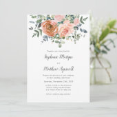 Dusty Coral Eucalyptus Botanical Wedding Kaart (Staand voorkant)