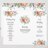 Dusty Coral Eucalyptus Order of Service Wedding (Voorkant / Achterkant)