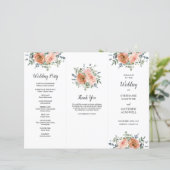 Dusty Coral Eucalyptus Order of Service Wedding (Staand voorkant)