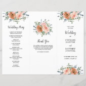 Dusty Coral Eucalyptus Order of Service Wedding (Voorkant)