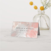 Dusty Coral Grey Moderne Abstracte penseelstreken Plaatskaartje (Achterkant)