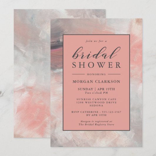 Dusty Coral Modern Abstract Vrijgezellenfeest Kaart (Voorkant / Achterkant)