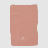 Dusty Coral Modern Girly Monogram Naam Golfhanddoek (Voorkant)