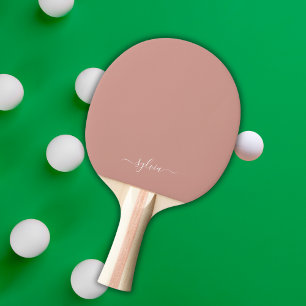 Dusty Coral Modern Girly Monogram Naam Tafeltennisbatje