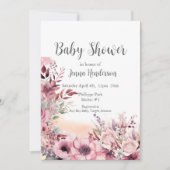 Dusty Coral QR Code Baby shower Kaart (Voorkant)