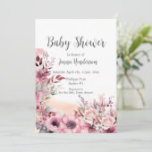 Dusty Coral QR Code Baby shower Kaart (Staand voorkant)