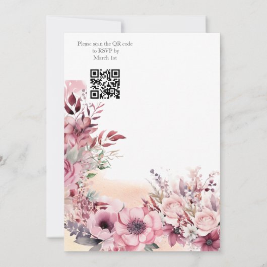 Dusty Coral QR Code Baby shower Kaart (Achterkant)