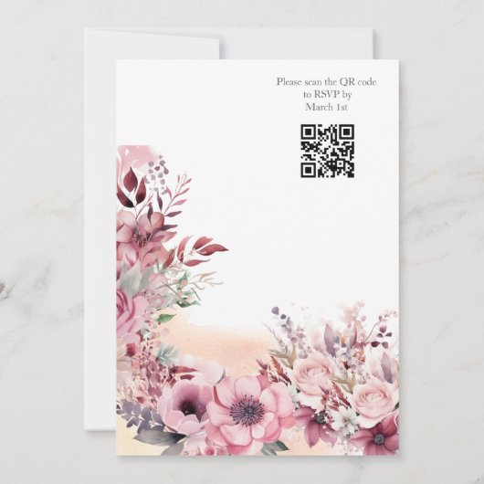 Dusty Coral QR Code Baby shower Save The Date (Achterkant)