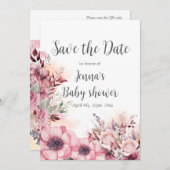 Dusty Coral QR Code Baby shower Save The Date (Voorkant / Achterkant)