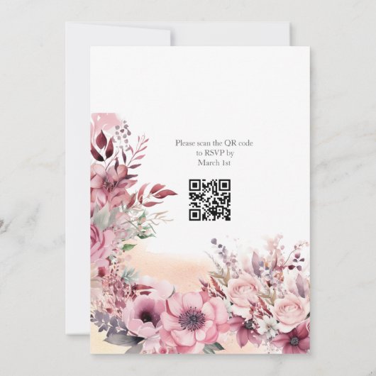 Dusty Coral QR Code Baby shower Save The Date (Achterkant)