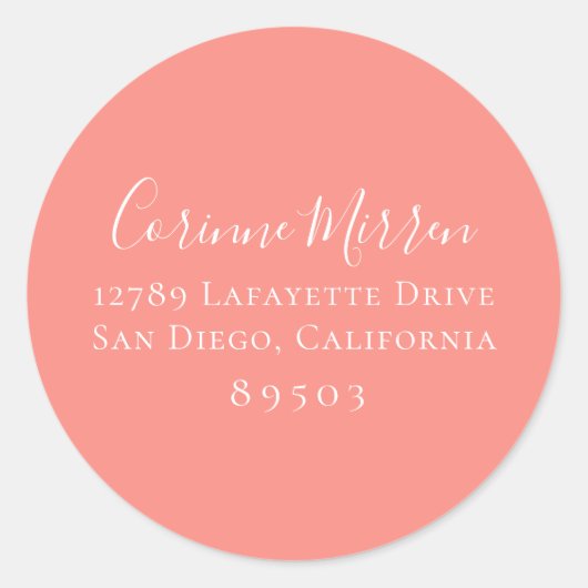 Dusty Coral Return Address Sticker (Voorkant)