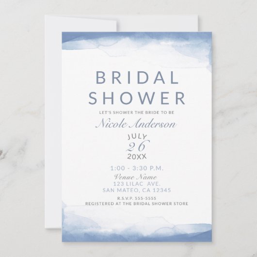 Dusty Cornflower Blauwe Waterverf Vrijgezellenfees Kaart (Voorkant)