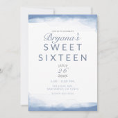 Dusty Cornflower Blue Waterverf Modern Sweet 16 Kaart (Voorkant)