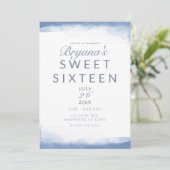 Dusty Cornflower Blue Waterverf Modern Sweet 16 Kaart (Staand voorkant)