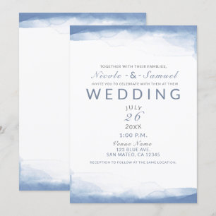 Dusty Cornflower Blue Waterverf Modern Wedding Kaart