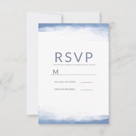 Dusty Cornflower Blue Waterverf Wedding RSVP (Voorkant)
