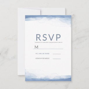 Dusty Cornflower Blue Waterverf Wedding RSVP