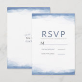 Dusty Cornflower Blue Waterverf Wedding RSVP Kaartje (Voorkant / Achterkant)