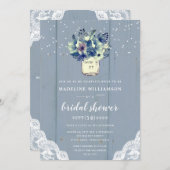 Dusty Country Blue Mason Jar Lace Vrijgezellenfees Kaart (Voorkant / Achterkant)