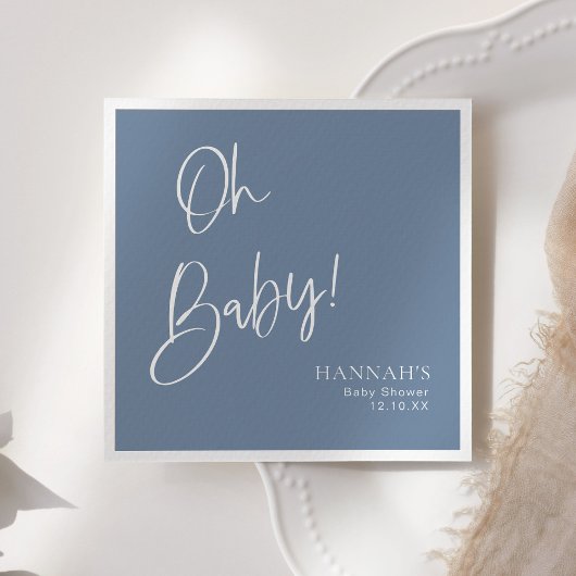 Dusty/ Denim Blue Oh Baby Baby shower Servet