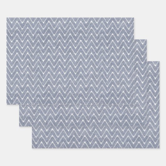 Dusty Denim Blue Small Chevron Pattern Inpakpapier Vel (Set)