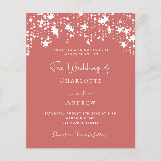 Dusty Earth stars budget huwelijksuitnodiging Flyer (Voorkant)