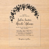 Dusty Elegant Golden Red Rose Flower Wedding Folie Acryl Uitnodigingen (Voorkant)