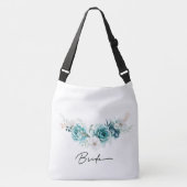 Dusty Emerald Groen Wit Bloemen Bruiloft Bruid Crossbody Tas (Voorkant)