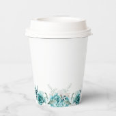 Dusty Emerald Groen Wit Bloemen Bruiloft Papieren Bekers (Achterkant)