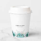 Dusty Emerald Groen Wit Bloemen Bruiloft Papieren Bekers (Voorkant)