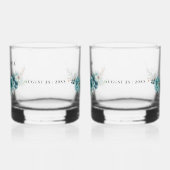 Dusty Emerald Groen Wit Bloemen Bruiloft Whisky Glas (Links)