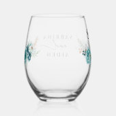 Dusty Emerald Groen Wit Bloemen Bruiloft Wijnglas Zonder Voet (Rechts)