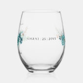 Dusty Emerald Groen Wit Bloemen Bruiloft Wijnglas Zonder Voet (Links)