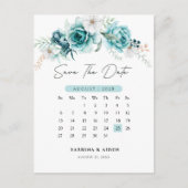 Dusty Emerald Groene Bloemen Bruiloft Save The Dat Aankondigingskaart (Voorkant)